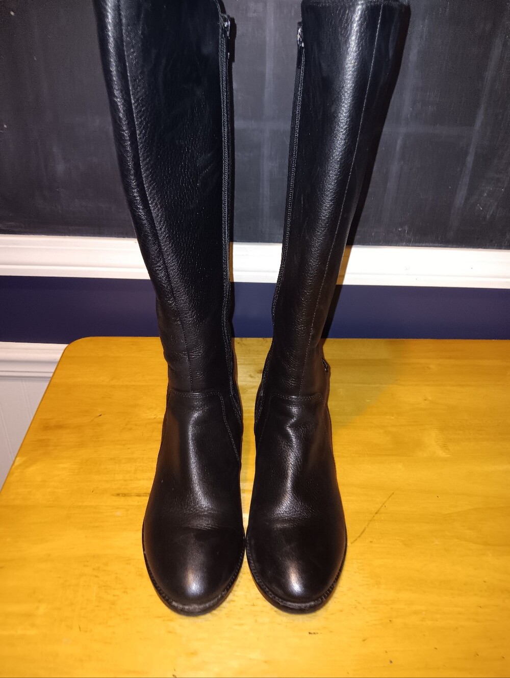 Salvia Leather Knee High Zip Boots Size 41